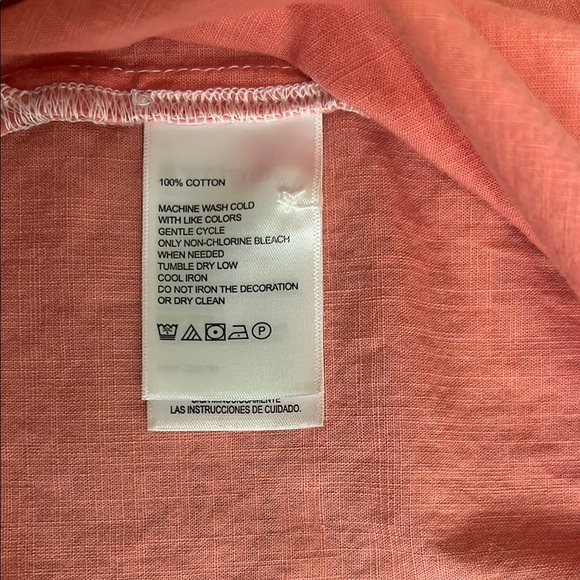 Tommy Bahama 100% Cotton Orange Casual Button Down Shirt - Picture 4 of 11